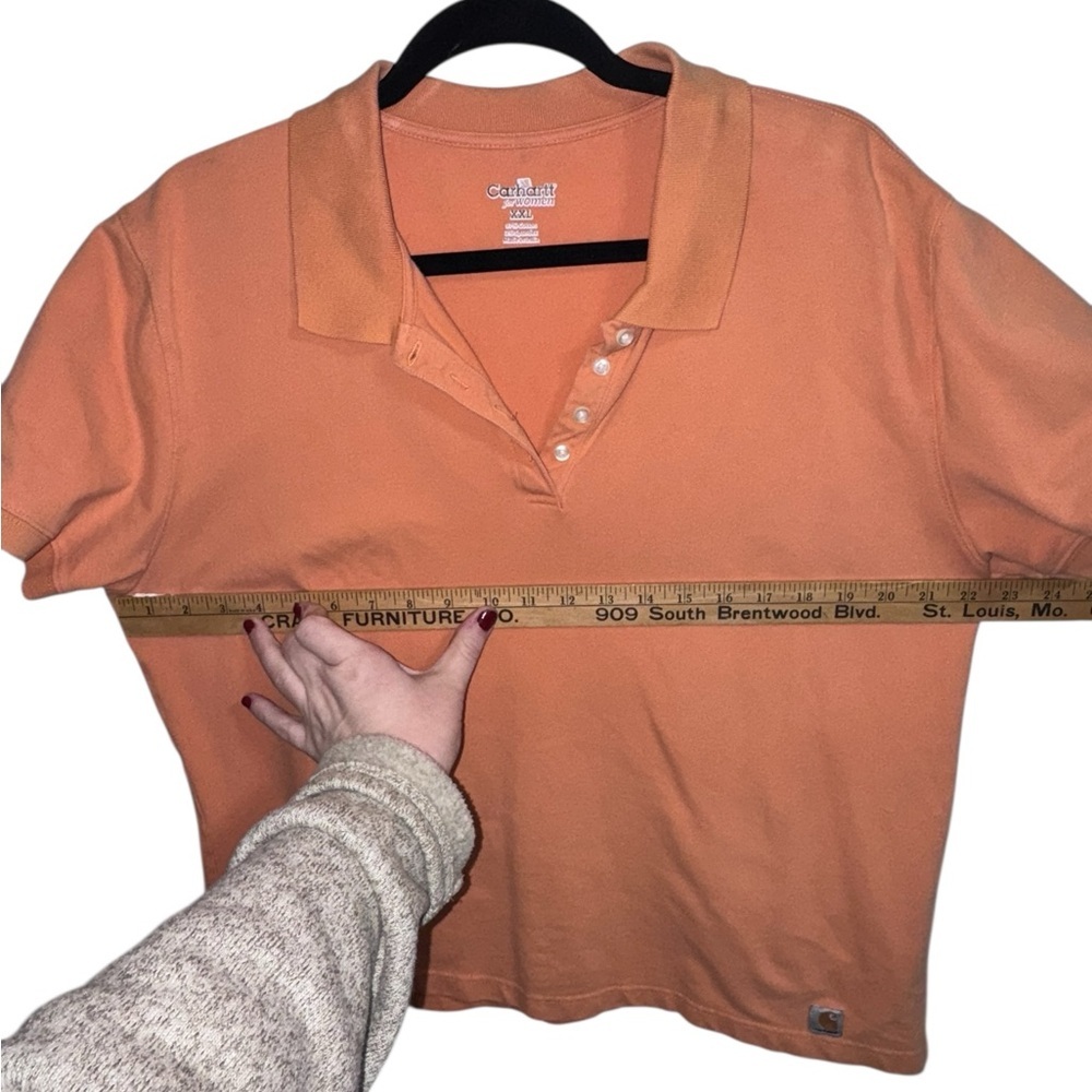 Carhartt Women’s XXL Short Sleeve Polo Shirt Peach Cotton Stretch - Picture 5 of 10